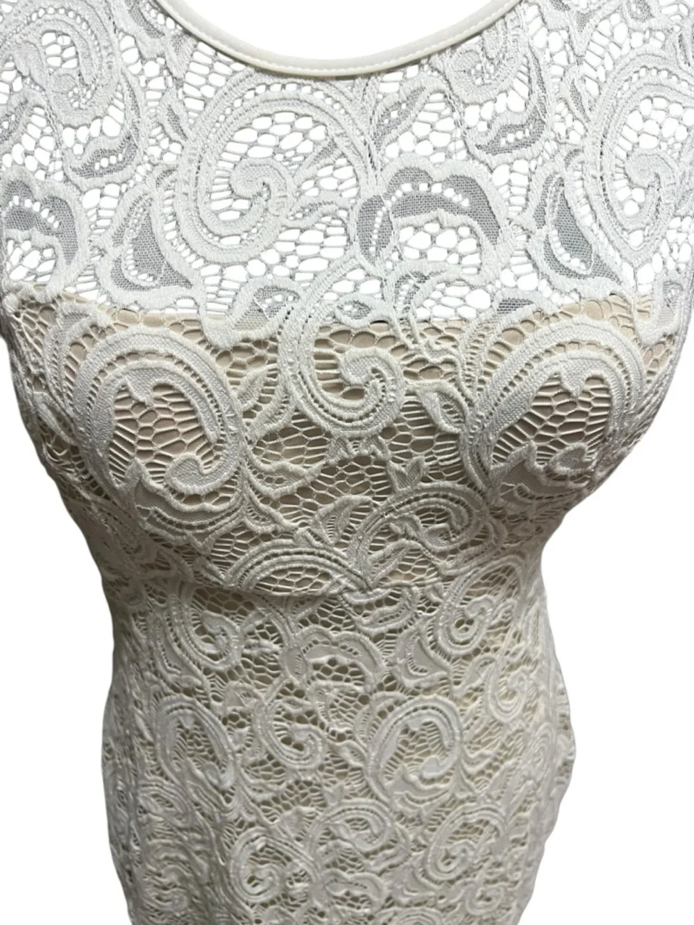 Love fast love hard boho lace white and nude dress size L Bridal Wedding - Picture 6 of 12